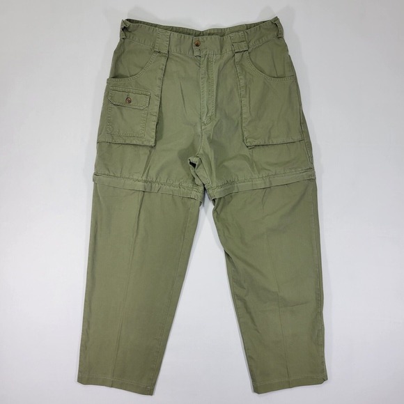 Cabelas Men's Outdoor Hiking Pants Convertable Green Cotton Size‎ 40Reg / 30" in - Picture 1 of 11